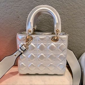 Silver quilted bag